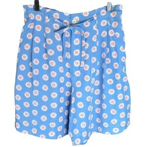 Vintage LizSport Daisy Print High Waist Rayon Shorts, Medium